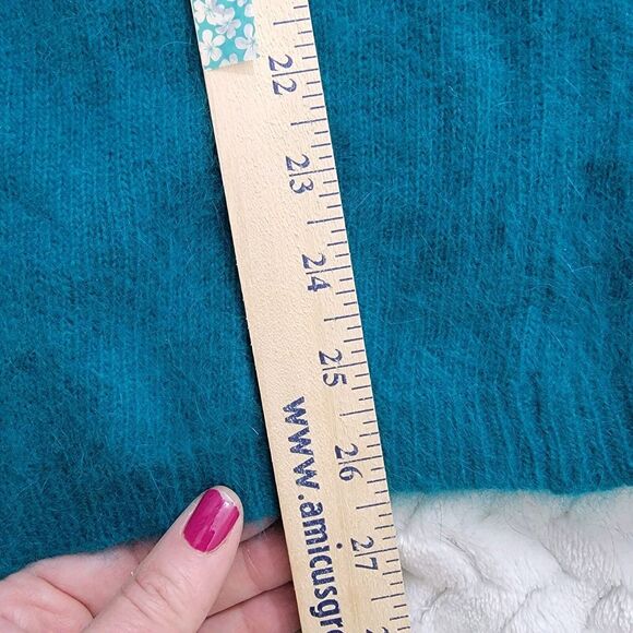 VTG Richard And Company Lambswool Angora Sweater Retro Geometric Teal Purple M - Picture 13 of 15